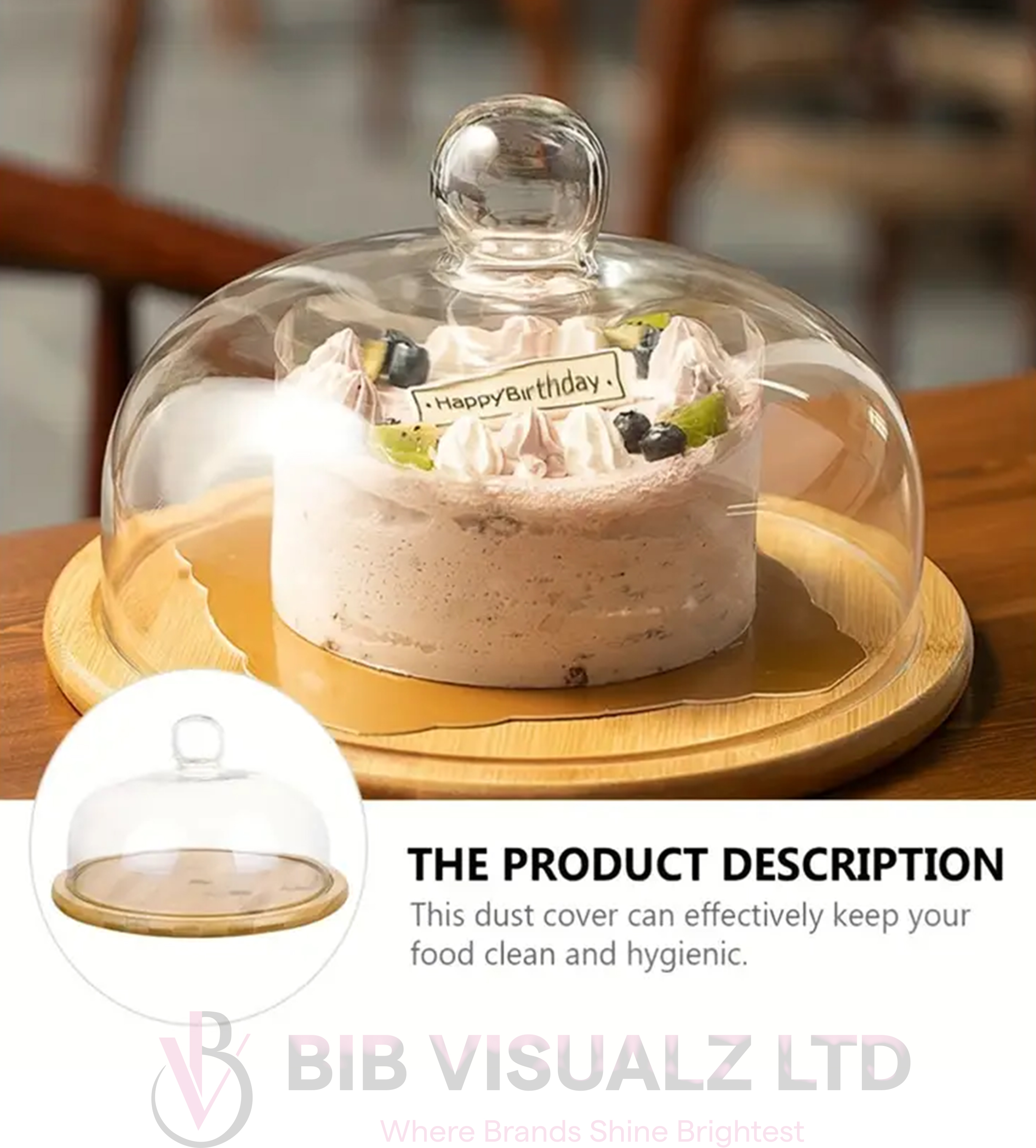 Elegant Bamboo & Glass Cake Stand Set